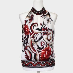 WHITE HOUSE BLACK MARKET Halter Neck Floral Blouse Size S